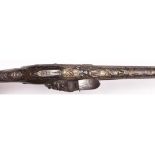 A good silver mounted 14 bore flintlock sporting gun by Wilson, made for the Turkish market, c 1760, - Image 2 of 5