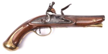 A 20 bore flintlock holster pistol, by W. Henshaw, c. 1770, shortened and restocked at a later date,