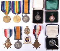 An emotive WWI family group of medals comprising: 1914 star (_Ply 17602 Pte G A Honiatt, RM Brigade)