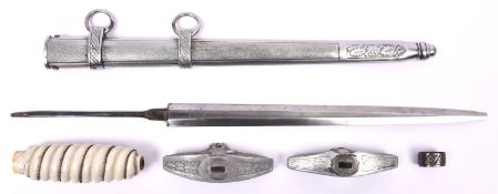 Third Reich dagger parts: Army blade by Alcoso (approx ¼" of the tip missing); Army sheath and