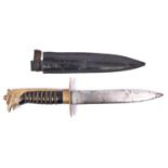 An Italian Fascist GIL leader's dagger, poor quality DE blade 6½", the brass hilt with oval