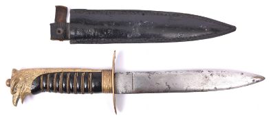 An Italian Fascist GIL leader's dagger, poor quality DE blade 6½", the brass hilt with oval