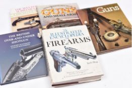 Five various gun books: "The British Over and Under Shotgun" by Boothroyd, 1996; "The Manton