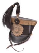 A copy of an 1828 pattern bell top shako for General officers, with brass plate, chin scales, and
