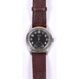 DH marked Recta wristwatch. Serial D596757H. Plated case, brushed finish, wear to plating, 34mm