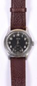 DH marked Recta wristwatch. Serial D596757H. Plated case, brushed finish, wear to plating, 34mm
