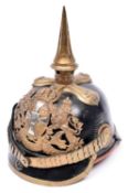 A copy of an 1871 pattern Bavarian Reservist officer's pickelhaube, with brass mounts, officer