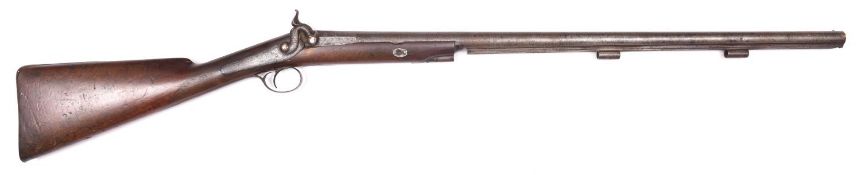 An SB 16 bore percussion sporting gun, twist barrel 31", the scroll engraved back action lock signed