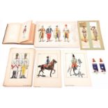 A large archive of Continental military uniform information, comprising much original watercolour