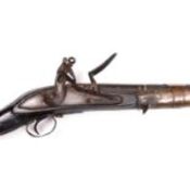 A 20 bore Indian flintlock jezail, 66" overall, ex-matchlock barrel 51½", the breech with traces