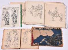 A quantity of annotated well detailed original pencil drawings, of German, Eastern European and