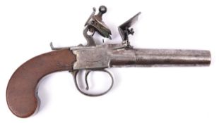 A 55 bore flintlock boxlock pocket pistol, c 1810, turn of barrel 2½", London proved, the frame
