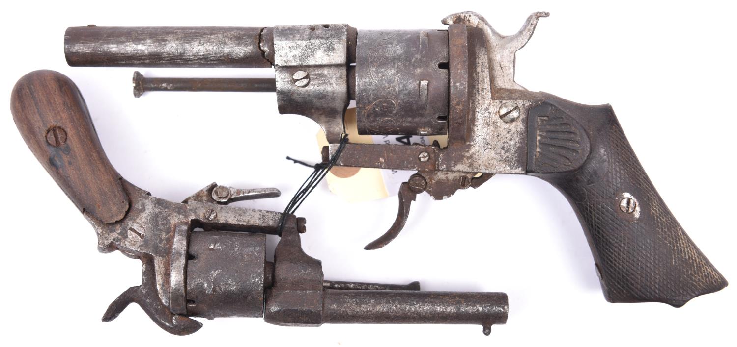 A Continental 6 shot 9mm DA pinfire revolver, FC (the barrel broken and loosely attached); and a - Image 2 of 2