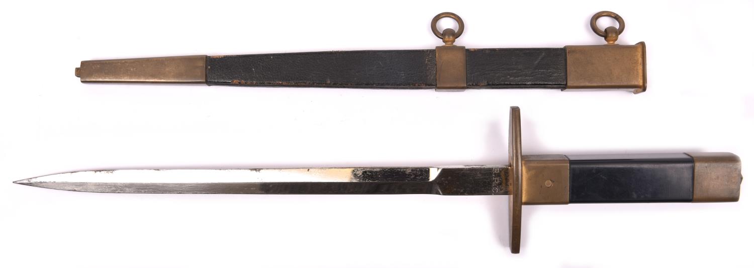 An M1935 French Airforce NCO's dress dagger, slender plated blade 10", the ricasso stamped "R.R. - Image 2 of 2