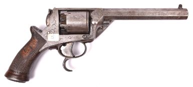 A 5 shot 54 bore 2nd model Tranter double trigger percussion revolver, barrel 6¼", the top strap