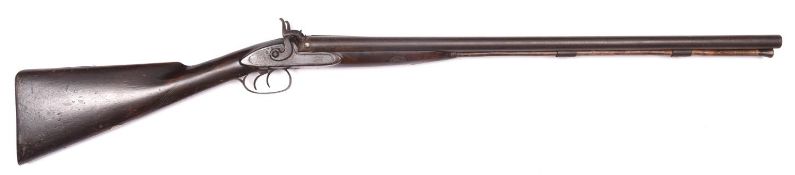 A DB 12 bore percussion sporting gun, c 1850, barrels 28", unsigned locks with traces of scroll