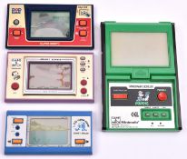 4x 1980s vintage handheld computer games. 2x Nintendo 'Game & Watch'; Snoopy Tennis dated 1982 and