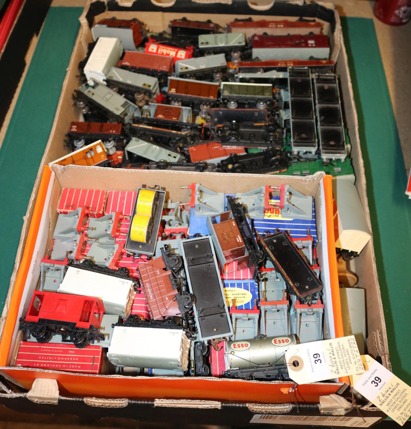 A quantity of Hornby Dublo Railway rolling stock and other items. Including bogie brick wagons,