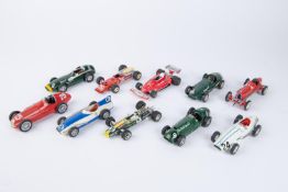 25 various makes of single seat racing cars by various makes. By Polistil, Solido, Brumm, John Day