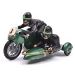 Budgie / Morestone T.T. sidecar No.3.Metallic green body with cast spoked wheels with tyres, 2