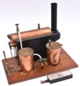 A Stuart Models live steam boiler for a steam plant. A well constructed model in brass etc. Fitted