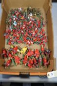 50+ Timpo plastic Knights and crusaders, Including mounted and foot.Many of them are in red outfits,