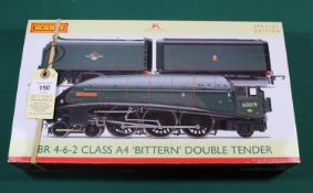 A Hornby OO BR Class A4 4-6-2 locomotive with double tender (R3103). Bittern 60019, in lined