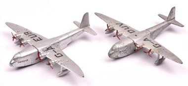 2 Dinky Toys Empire Flying Boats. Cambria G-A DUV and Camilla G-A EUB. Both in silver with red