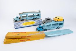 6 Dinky Toys.2 x Pullmore Car Transporter (582) one in medium blue Bedford Tractor Unit with light