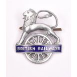 British Railways (Eastern Region) BRITISH RAILWAYS cap badge. Chrome and blue enamel lion over