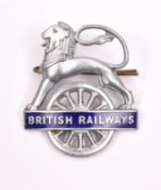British Railways (Eastern Region) BRITISH RAILWAYS cap badge. Chrome and blue enamel lion over
