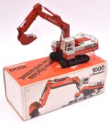 1000 Poclain Digging Shovel 1:50 scale. Finished in red and grey livery. Boxed, with packing. Shovel