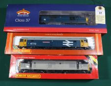 3x Hornby Railways/Bachmann Branch-Line diesel locomotives. BR Class 37 Co-Co loco, 37034, in blue