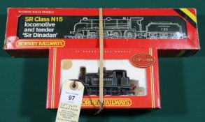 2x Hornby Railways OO gauge Southern Railway locomotives. A Class N15 4-6-0, Sir Dinadan 795, in