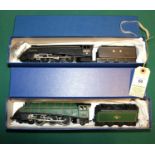 2 finely restored 2 rail Hornby Dublo class A4 tender locomotives. One an NE Capercaillie RN 4901 in