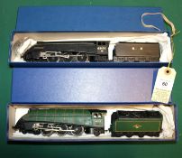 2 finely restored 2 rail Hornby Dublo class A4 tender locomotives. One an NE Capercaillie RN 4901 in