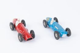 2 French Dinky Toys Racing Cars. Talbot-Lago (23H) in blue with plated convex wheels RN 23. Together