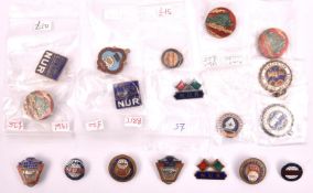 18x Railway Trade Unions enamel lapel badges. Including 2x hallmarked silver National Union of