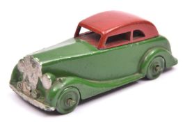 Crescent toys - metal saloon car modelled as a pencil sharpener,the body in green and red detacheble
