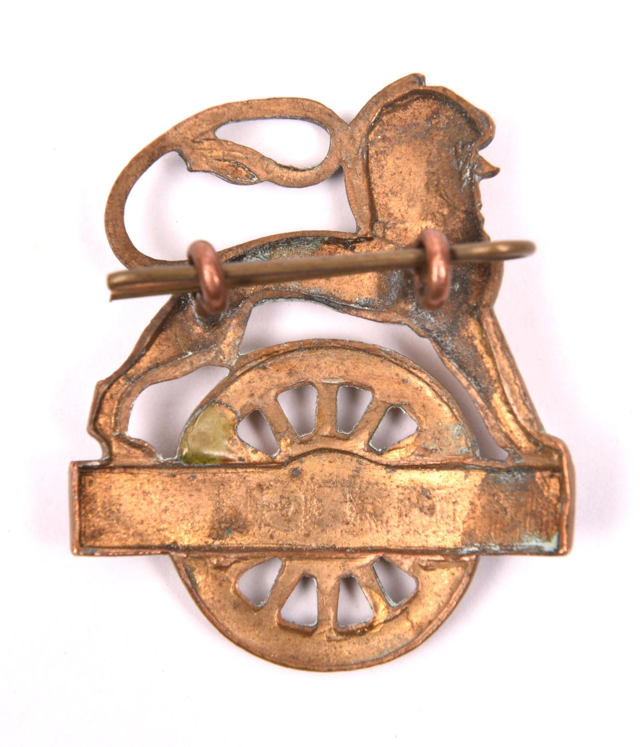 British Railways (Western Region) INSPECTOR cap badge. Brass and brown enamel lion over wheel, - Image 2 of 2