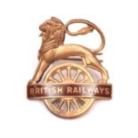 British Railways (Western Region) BRITISH RAILWAYS cap badge. Brass and brown enamel lion over