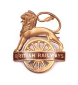 British Railways (Western Region) BRITISH RAILWAYS cap badge. Brass and brown enamel lion over