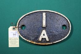 Locomotive shedplate 1A Willesden 1950-1973. Cast iron plate in good, believed to be unrestored,