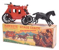 A Morestone product "Hawkeye" stage coach with red metal stage coach and black plastic wheels and