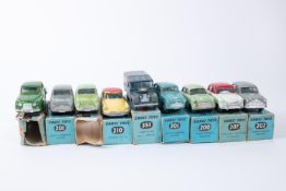 9x Corgi Toys cars for restoration. Citroen DS19 (210). Rover 90 (204M). 3x Austin Cambridge (