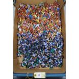 60+ Timpo plastic indian figures with various coloured trousers, several cowboys in various colour