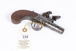 A 50 bore flintlock boxlock pocket pistol, by Boston, (Wakefield ?), c 1820, 6" overall, turn off