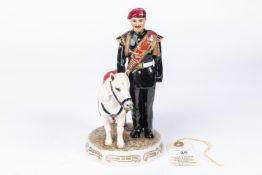 A china figure of a Parachute Regiment Corporal with a pony mascot, 7¾" height, marked on base "Corp