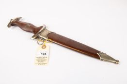 A rare Third Reich SA mans honour dagger, 8½" watered steel blade by "Carl Eichorn Solingen", wood