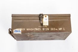A WWII Bren magazine steel carrying box, containing 12 x 30 round magazines. GC £40-50